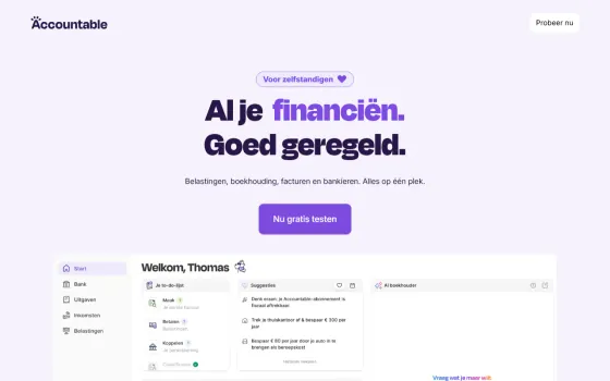 Startpagina van Accountable (get.accountable.eu), vastgelegd op 21 oktober 2026