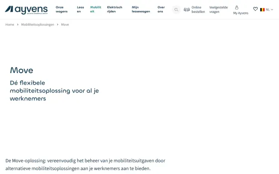 Startpagina van Ayvens Move (ayvens.com), vastgelegd op 21 oktober 2026