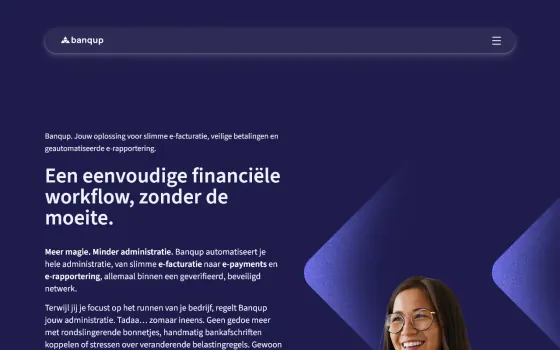 Startpagina van Banqup (banqup.com), vastgelegd op 21 oktober 2026