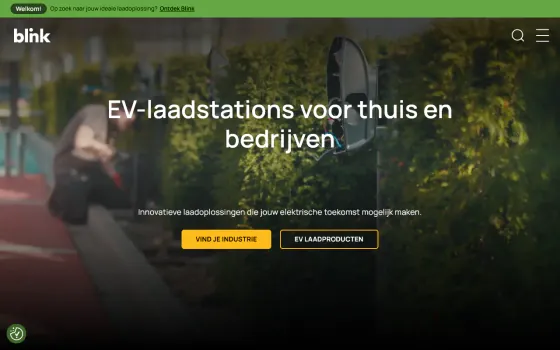 Startpagina van Blink Charging (voorheen Blue Corner) (blinkcharging.com), vastgelegd op 21 oktober 2026