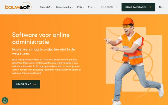 Startpagina van Visma Bouwsoft (bouwsoft.be), vastgelegd op 21 oktober 2026