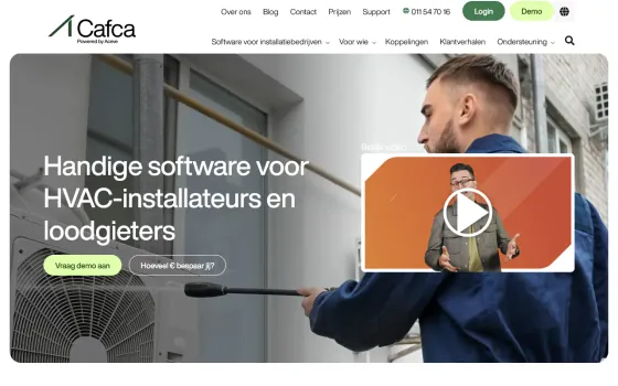 Page d’accueil de Cafca Software (cafcasoftware.be), capturée le 21 octobre 2026