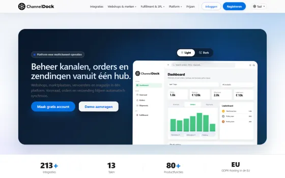 Startpagina van ChannelDock (channeldock.com), vastgelegd op 21 oktober 2026