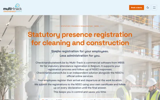Startpagina van Checkinandoutatwork.be (checkinandoutatwork.be), vastgelegd op 21 oktober 2026