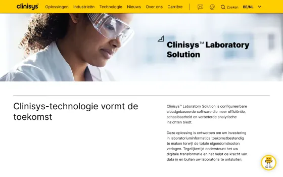 Startpagina van Clinisys Laboratory Solution (clinisys.com), vastgelegd op 21 oktober 2026