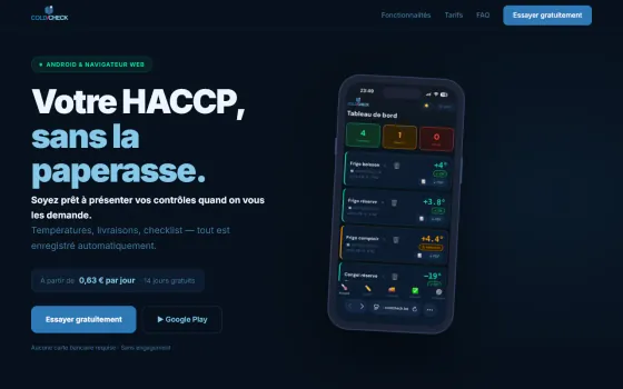 Page d’accueil de ColdCheck (coldcheck.be), capturée le 21 octobre 2026