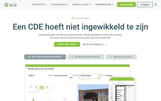 Startpagina van Dalux Box (dalux.com), vastgelegd op 21 oktober 2026