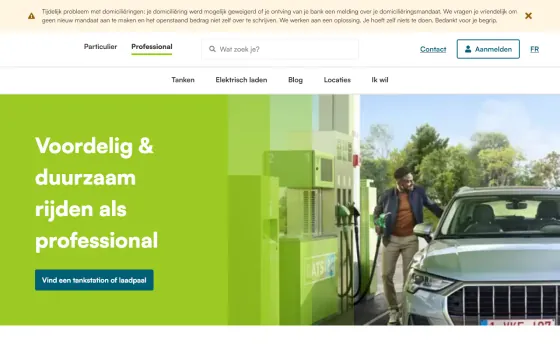 Startpagina van DATS 24 laadpas (dats24.be), vastgelegd op 21 oktober 2026