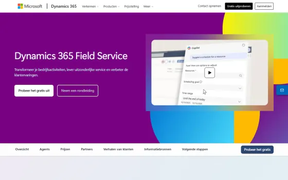 Page d’accueil de Dynamics 365 Field Service (microsoft.com), capturée le 21 octobre 2026
