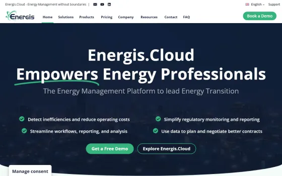 Startpagina van Energis.Cloud (energis.cloud), vastgelegd op 21 oktober 2026