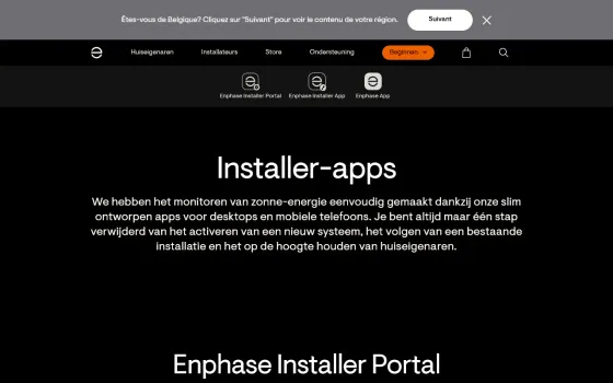 Startpagina van Enphase App en Installer Portal (enphase.com), vastgelegd op 21 oktober 2026