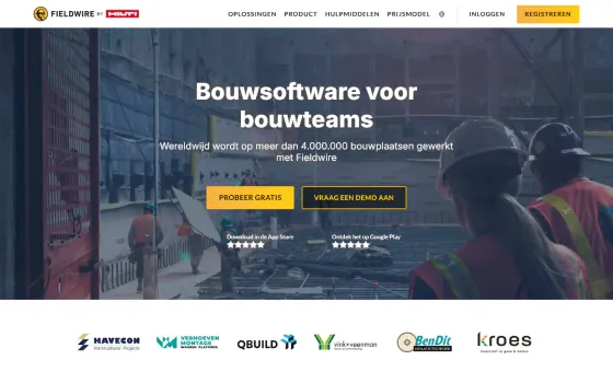 Page d’accueil de Fieldwire (fieldwire.com), capturée le 21 octobre 2026