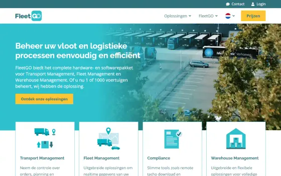Startpagina van FleetGO (fleetgo.nl), vastgelegd op 21 oktober 2026