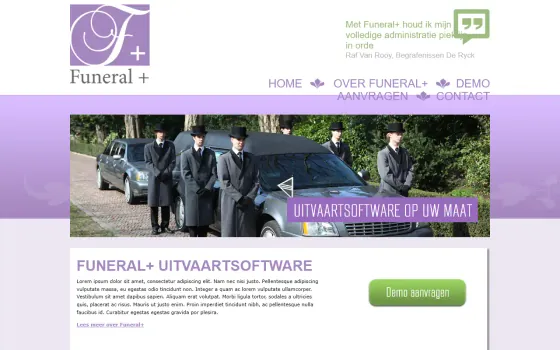 Startpagina van Funeral+ (funeralplus.be), vastgelegd op 21 oktober 2026