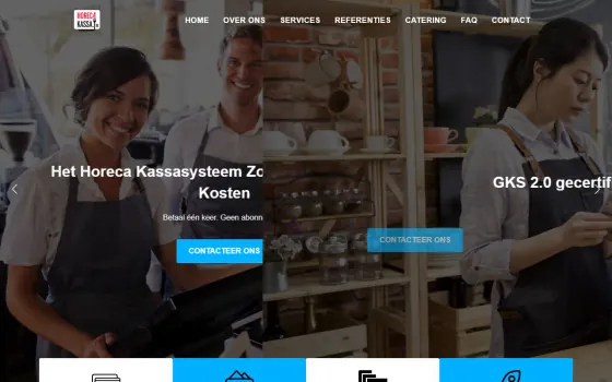 Startpagina van Horecakassa.be (Project Touch V2) (horecakassa.be), vastgelegd op 21 oktober 2026
