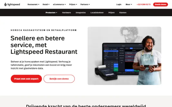 Startpagina van Lightspeed Restaurant (lightspeedhq.be), vastgelegd op 21 oktober 2026