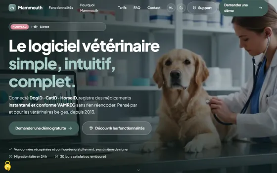 Startpagina van Mammouth (mammouthvet.be), vastgelegd op 21 oktober 2026