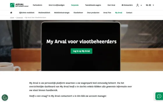 Startpagina van My Arval (arval.be), vastgelegd op 21 oktober 2026
