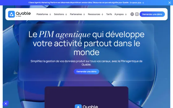 Startpagina van Quable PIM (quable.com), vastgelegd op 21 oktober 2026