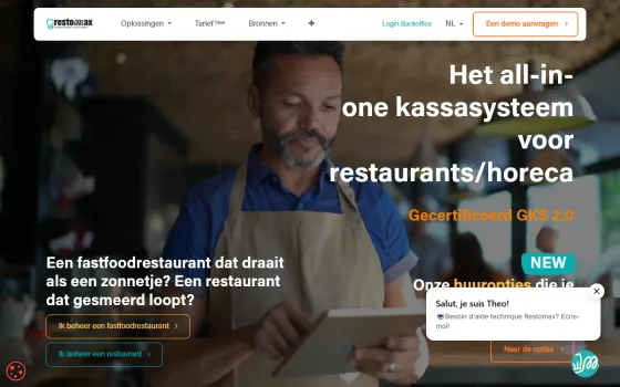 Startpagina van RESTOMAX (restomax.be), vastgelegd op 21 oktober 2026