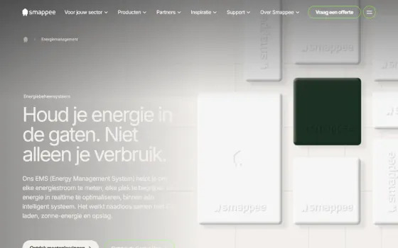 Startpagina van Smappee Infinity (smappee.com), vastgelegd op 21 oktober 2026