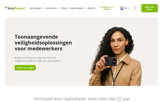 Startpagina van SoloProtect (soloprotect.com), vastgelegd op 21 oktober 2026