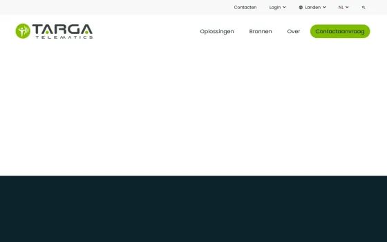 Startpagina van Targa Telematics CheckInAtWork (targatelematics.com), vastgelegd op 21 oktober 2026