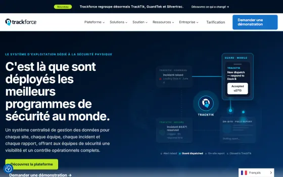 Startpagina van TrackTik (trackforce.com), vastgelegd op 21 oktober 2026