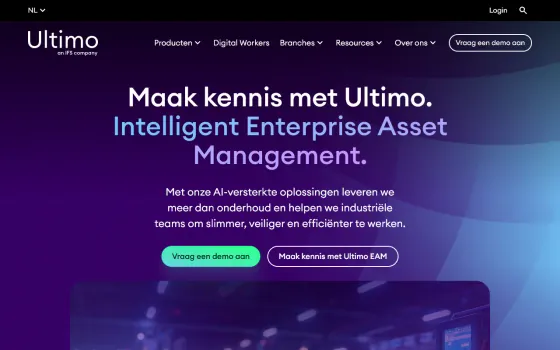 Startpagina van IFS Ultimo (ultimo.com), vastgelegd op 21 oktober 2026