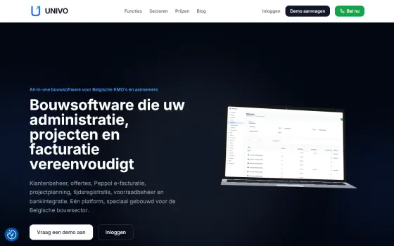 Startpagina van UNIVO (univo.be), vastgelegd op 21 oktober 2026