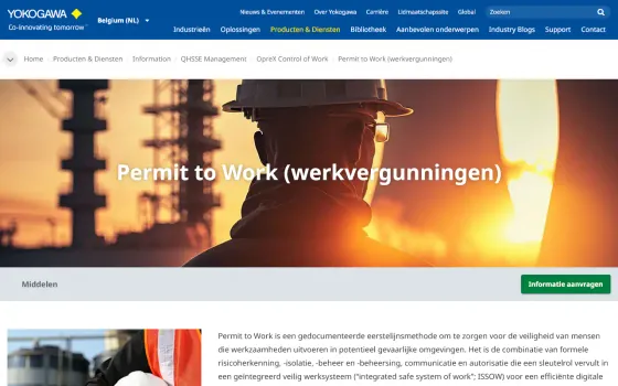 Page d’accueil de Yokogawa RAP Permit to Work (yokogawa.com), capturée le 21 octobre 2026